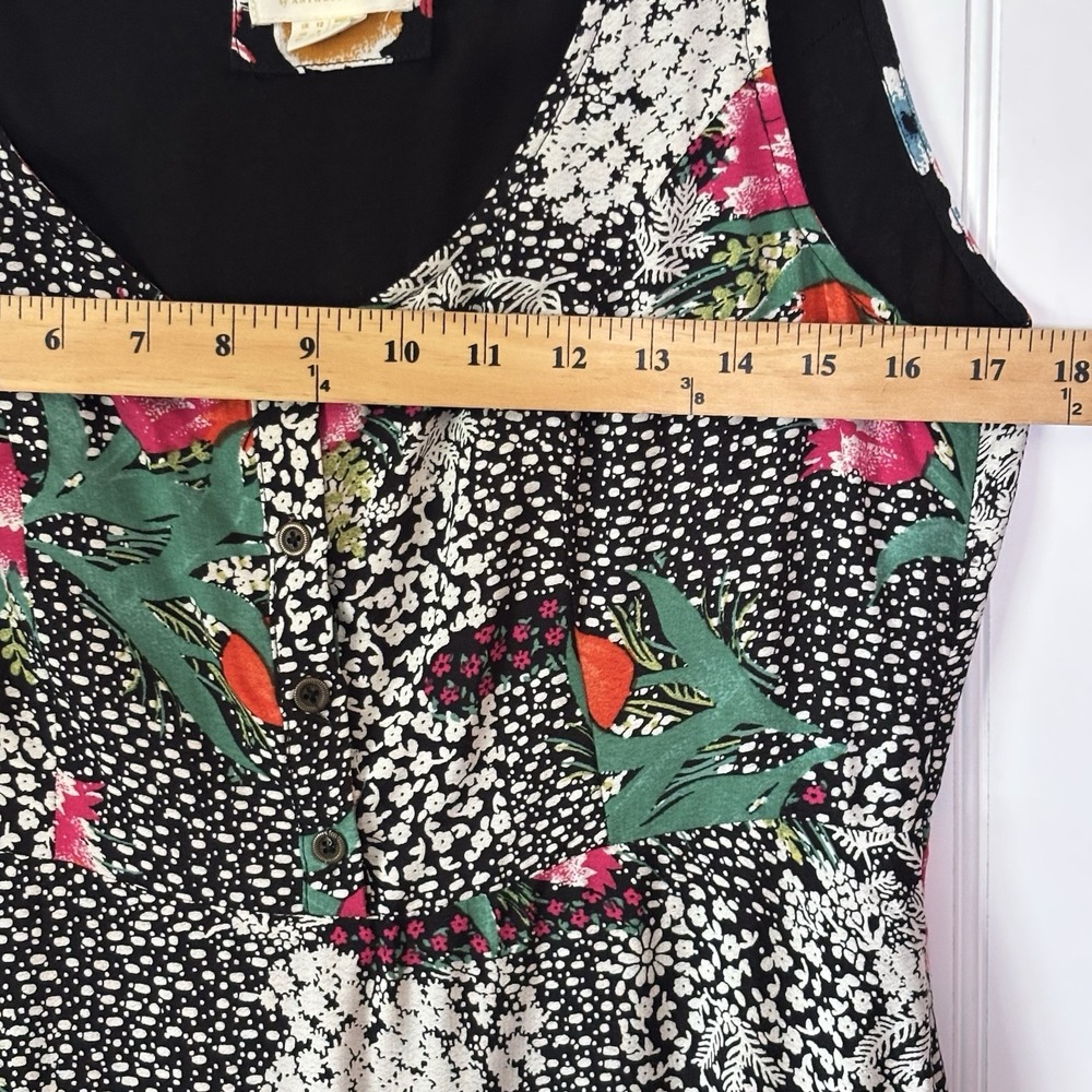 Anthropologie Maeve Violette Mixed Black Floral Midi Tank Dress 8 US/12 UK Boho - Picture 13 of 15